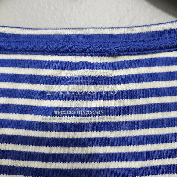 Talbots women's new long sleeve tee size XL stripped blue and white - Picture 3 of 5